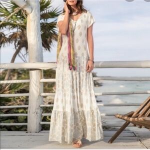 Sundance Neutral Vesna Tiered Maxi Dress size L